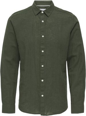 ONSCAIDEN LIFE LS SOLID LINEN SHIRT