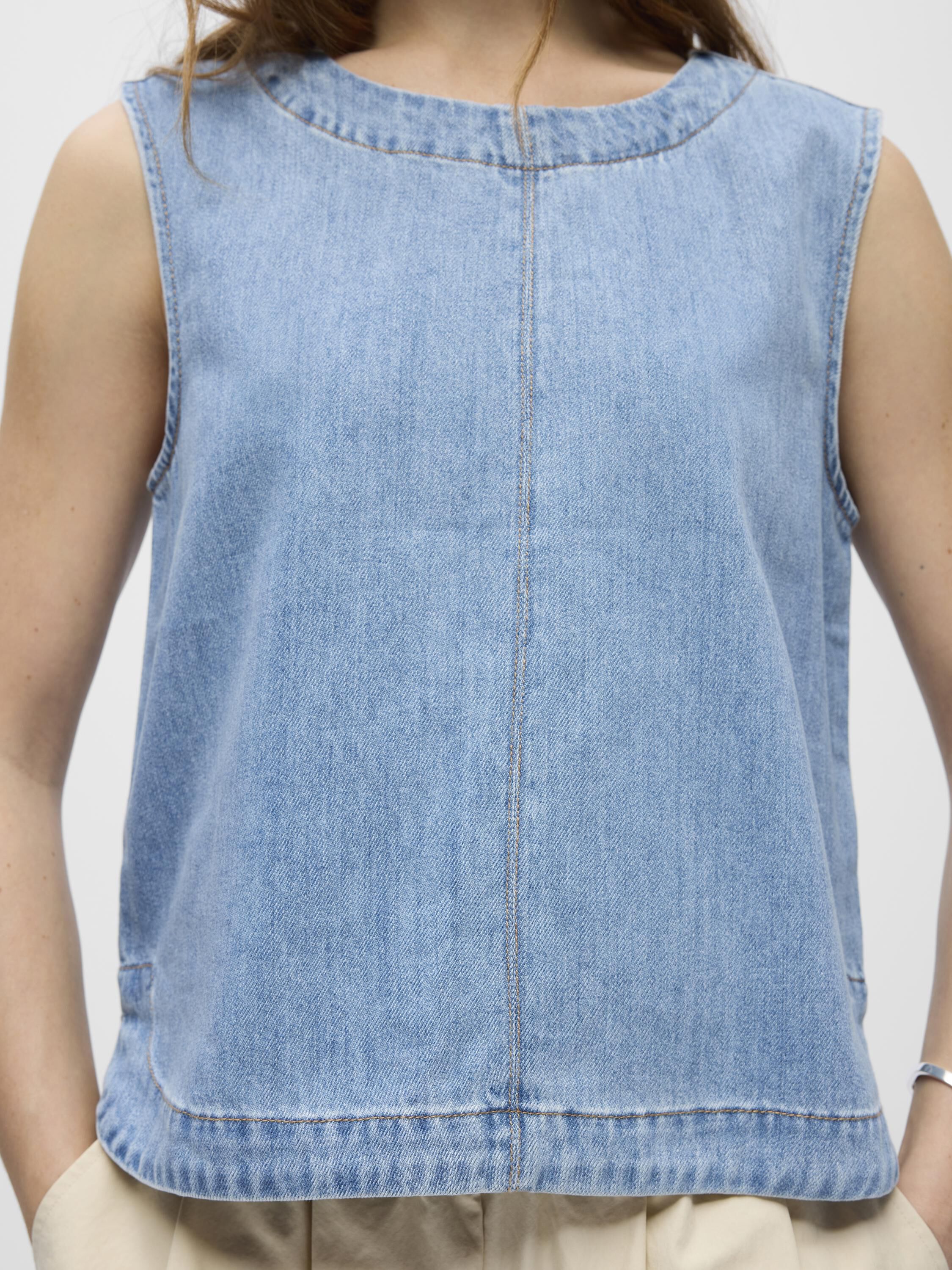 OBJROSIE S/L LO DENIM TOP DIV