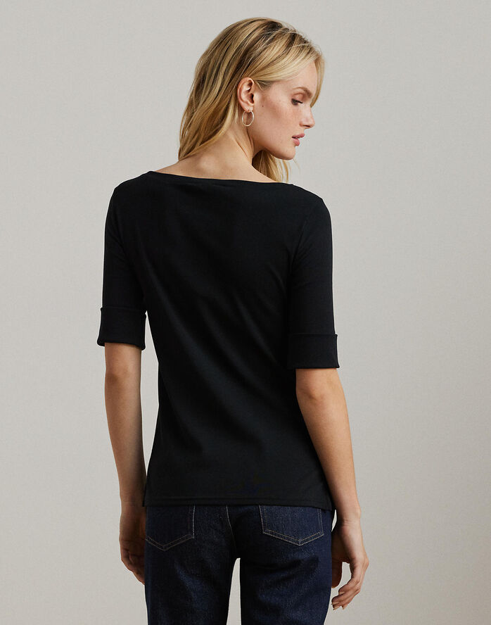 Stretch Cotton Boatneck Tee