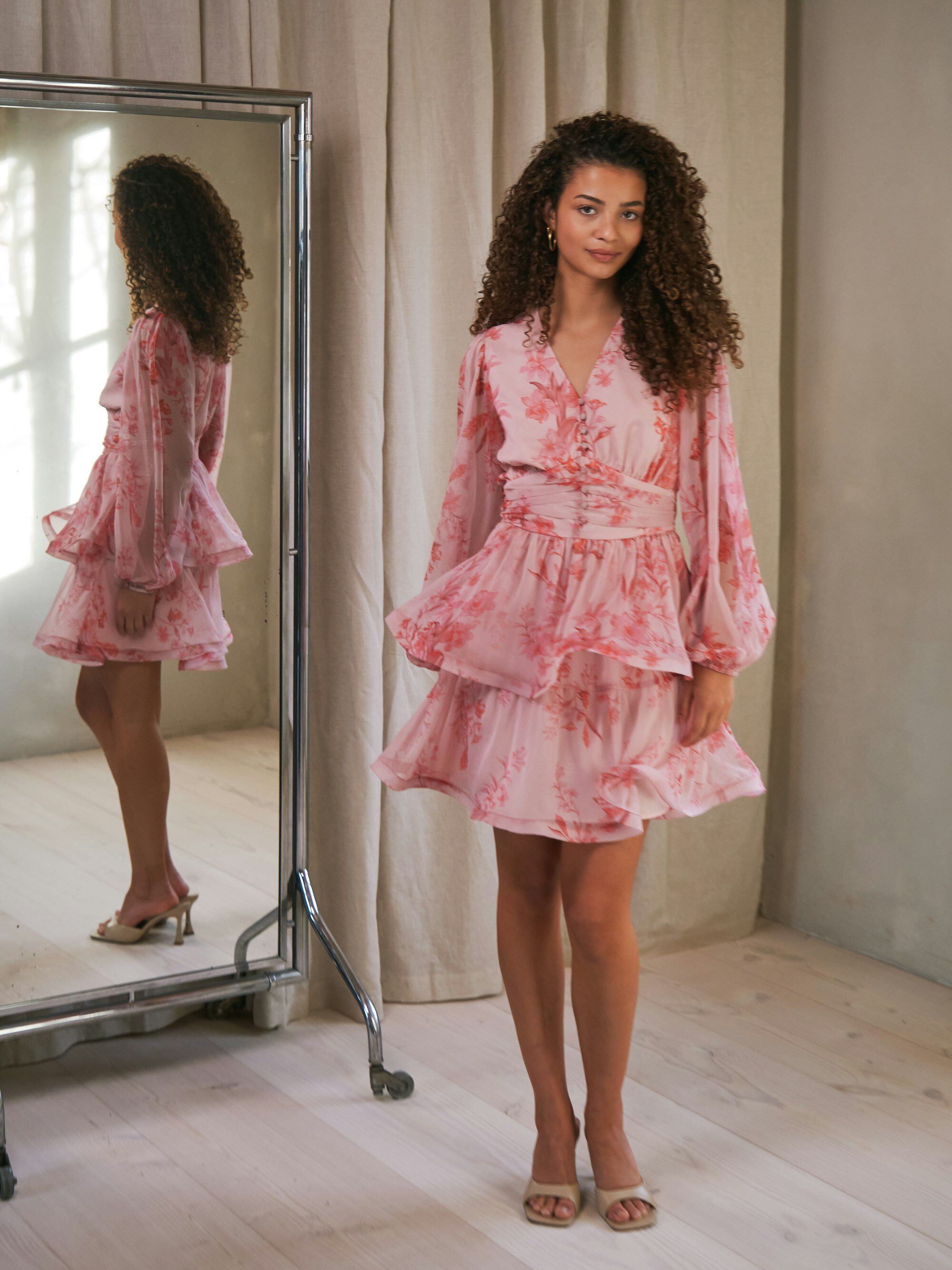 Rivana Print Chiffon Dress