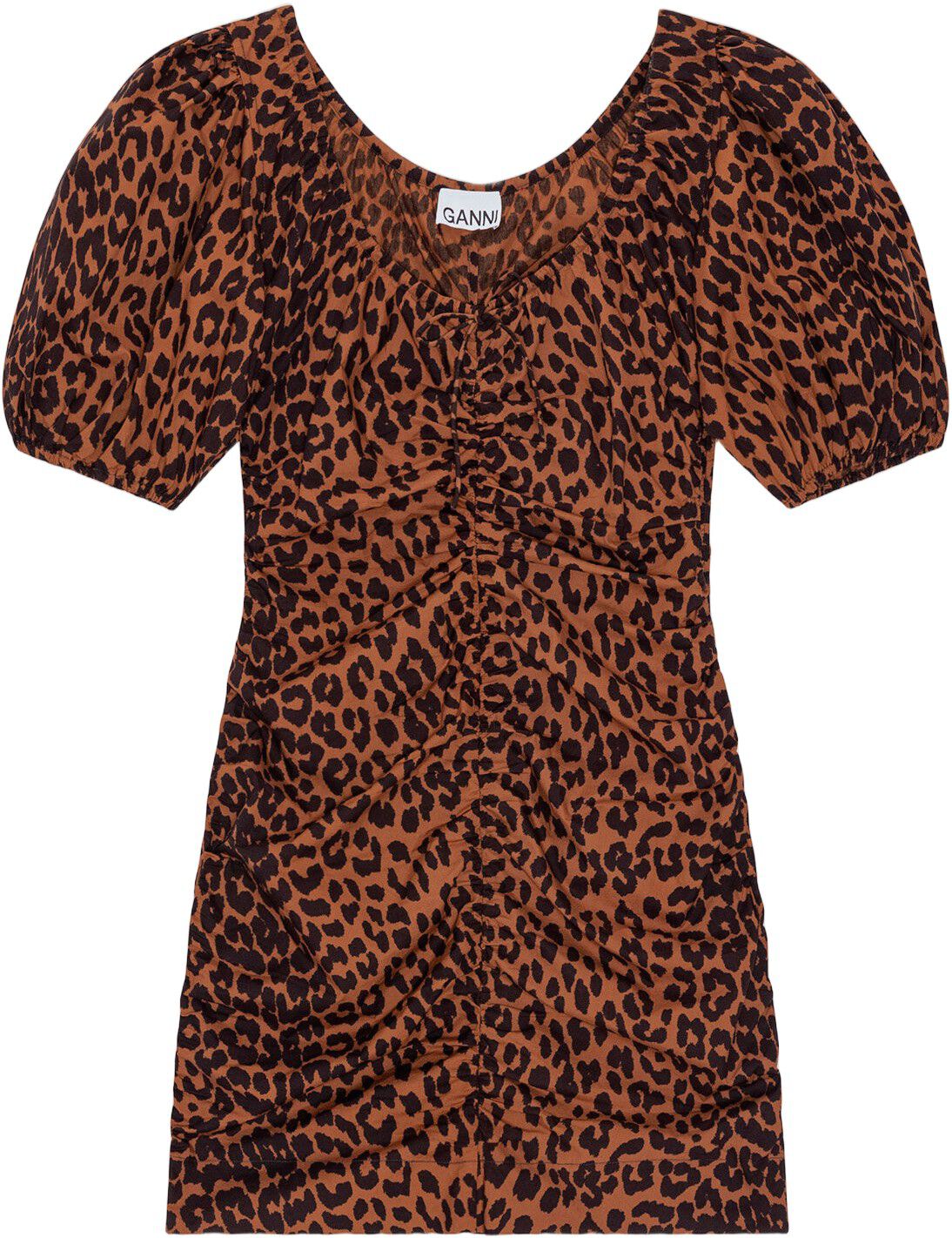 Printed Cotton Gathered U-neck Mini