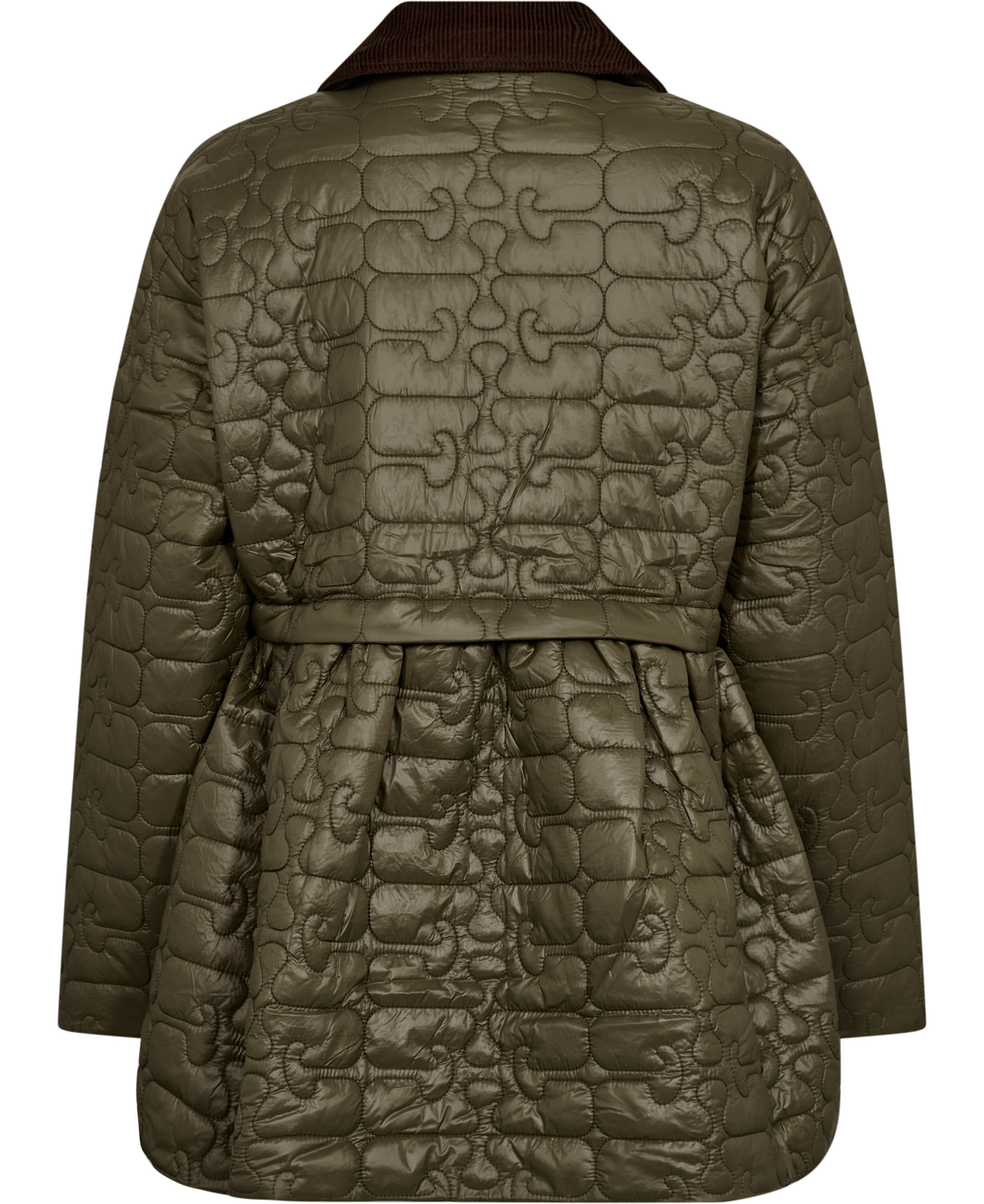 Shiny Quilt Midi Jacket w. Flare