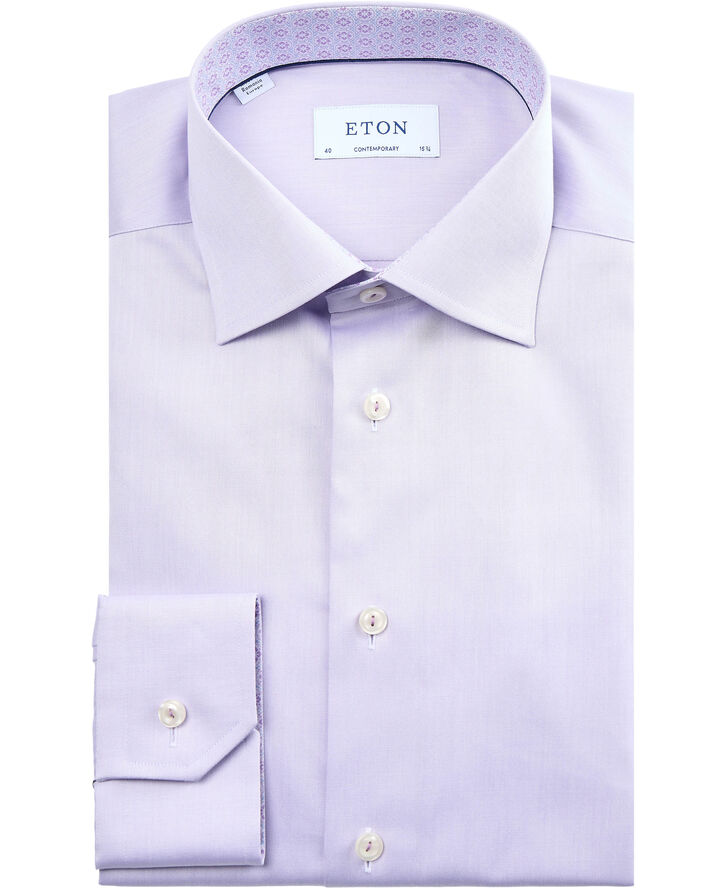 Mid purple Signature Twill Shirt with Details - Contemporary Fit
