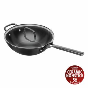 Milano, Wok Med glasl&aring;g 30 cm, Aluminium