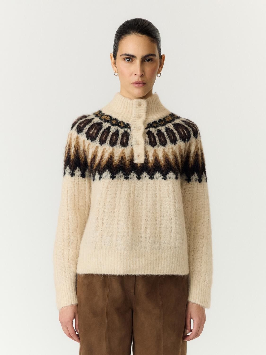 Yasdomina Ls Wool Blend Knit Pullover