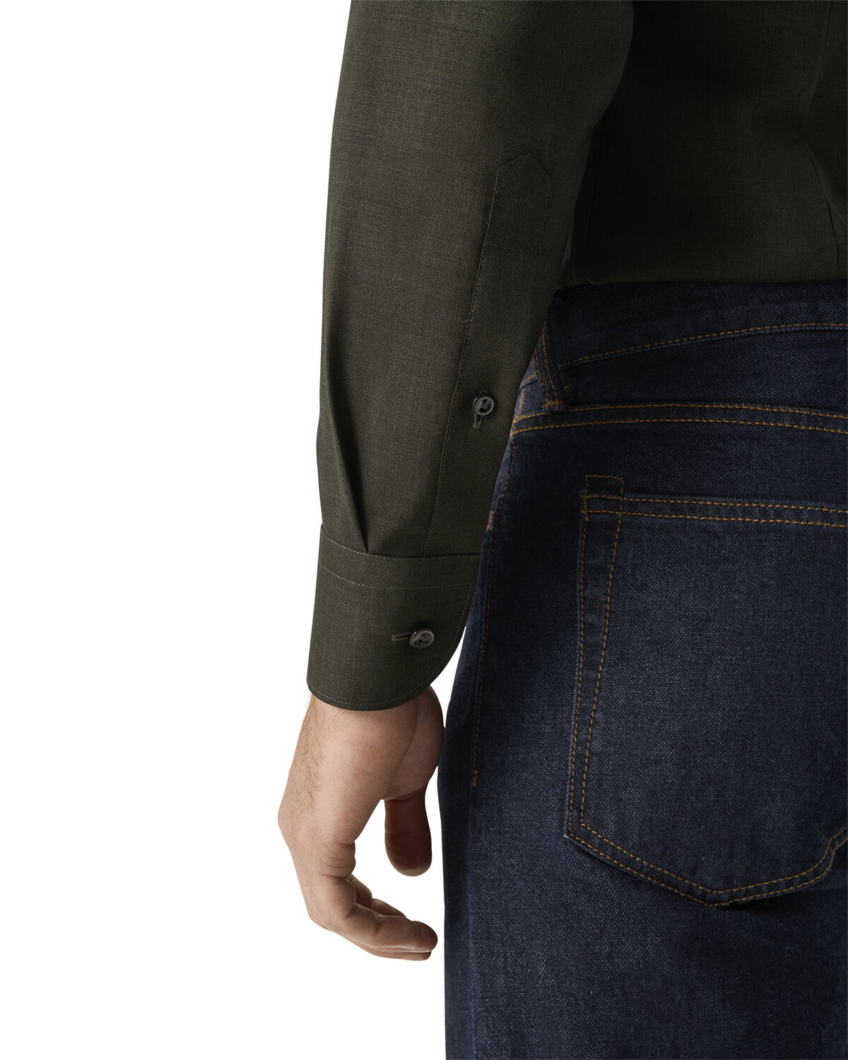 Contemporary Fit Dark Green Solid Merino Wool Shirt