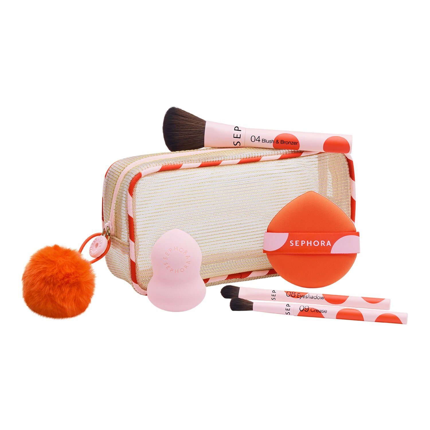 Sminkeb&oslash;rster og tilbeh&oslash;rss&aelig;t  3 hudb&oslash;rster, &oslash;jenb&oslash;rster + 2 makeupsva