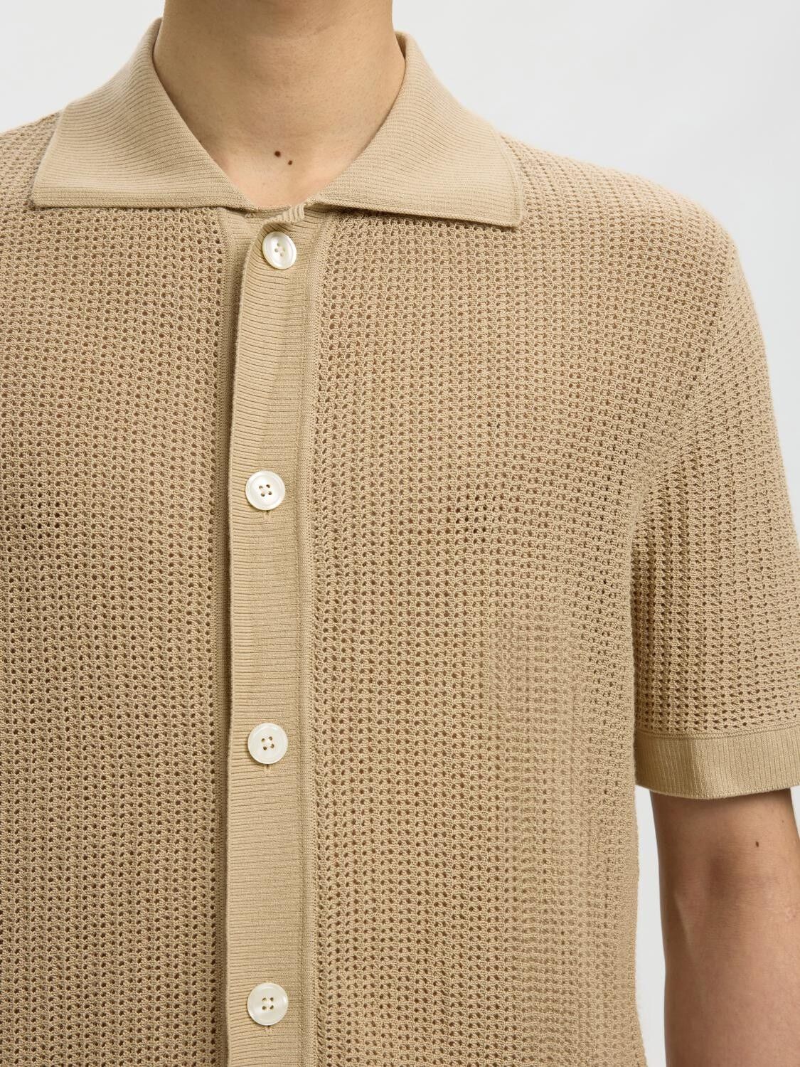 SLHSHANE SS OPEN STRUC POLO CARDIGA