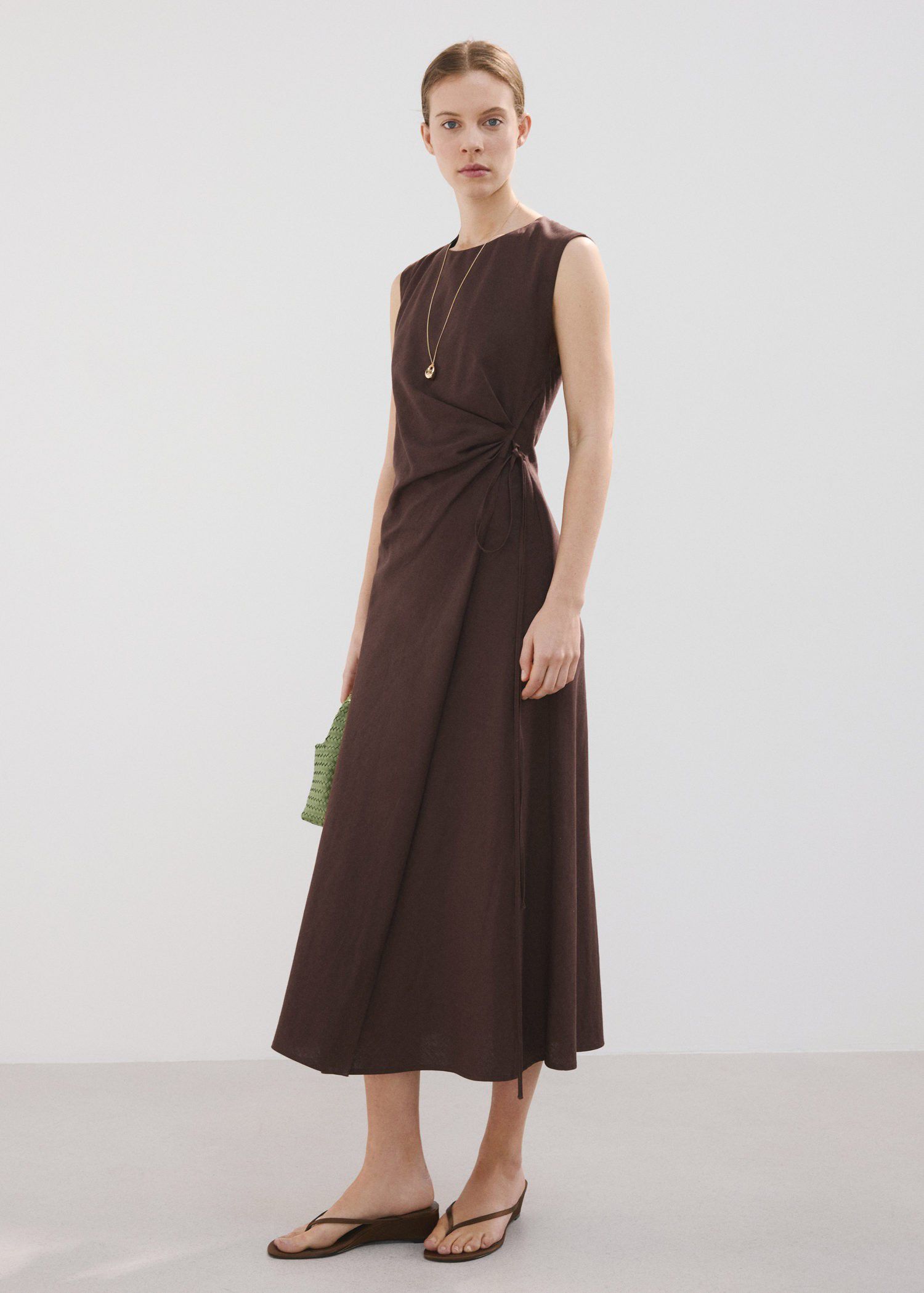 Wrap midi-dress with knot