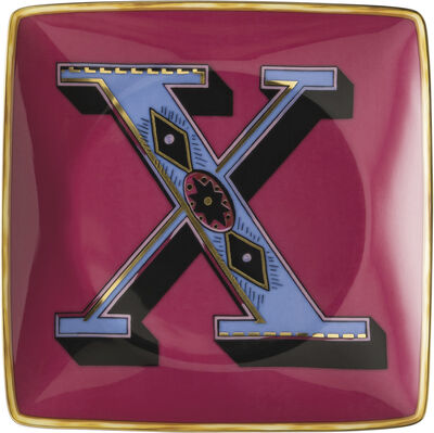 Bowl 12cm sq. flat, Holiday Alphabet X, Versace