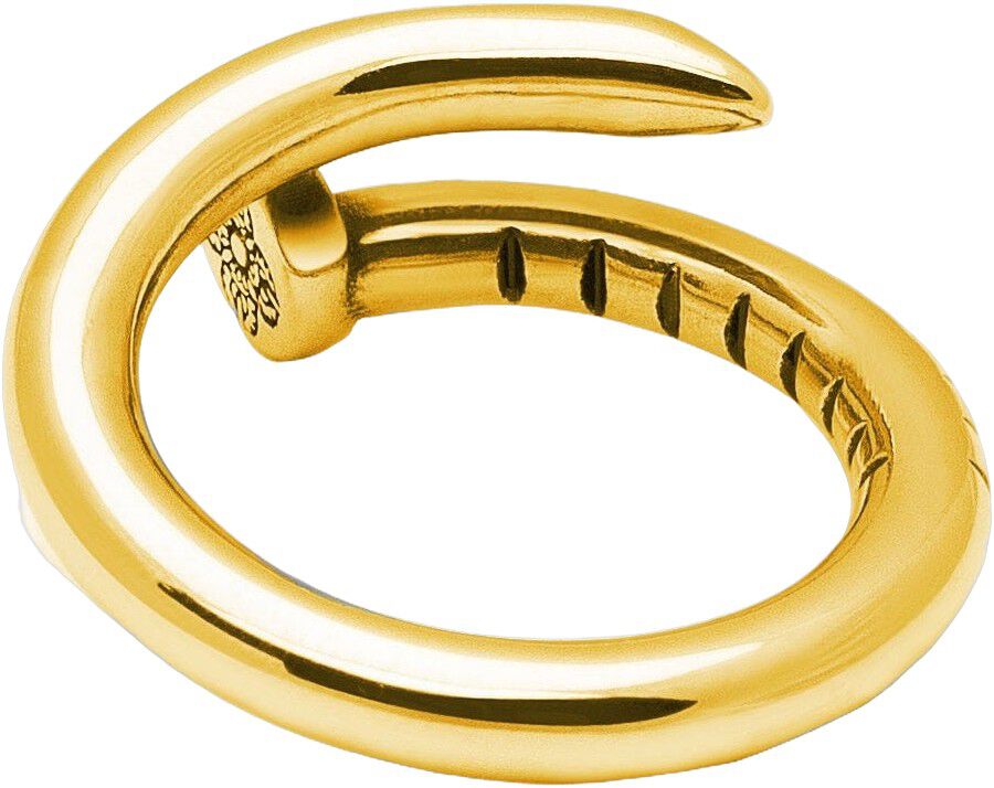 Men's Nail Ring with Dorje Engraving and Gold Finish