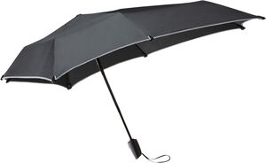 Senz Mini Automatic foldable storm umbrella pure black reflective