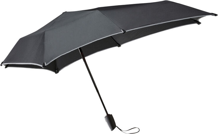 Senz Mini Automatic foldable storm umbrella pure black reflective
