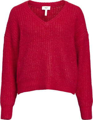 OBJMILU LS LO V-NECK KNIT E AU 24