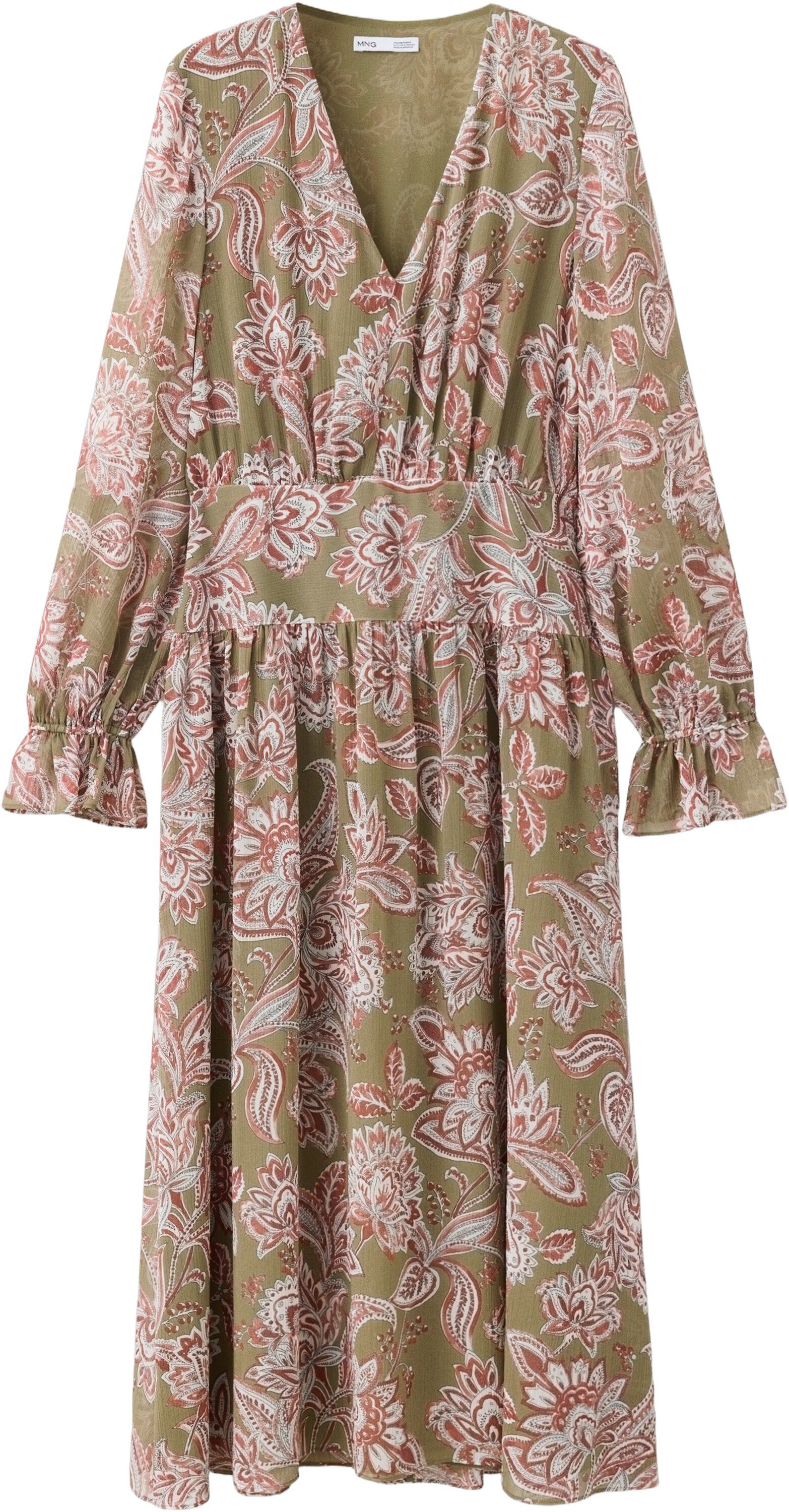 Midi dress with textured floral chi