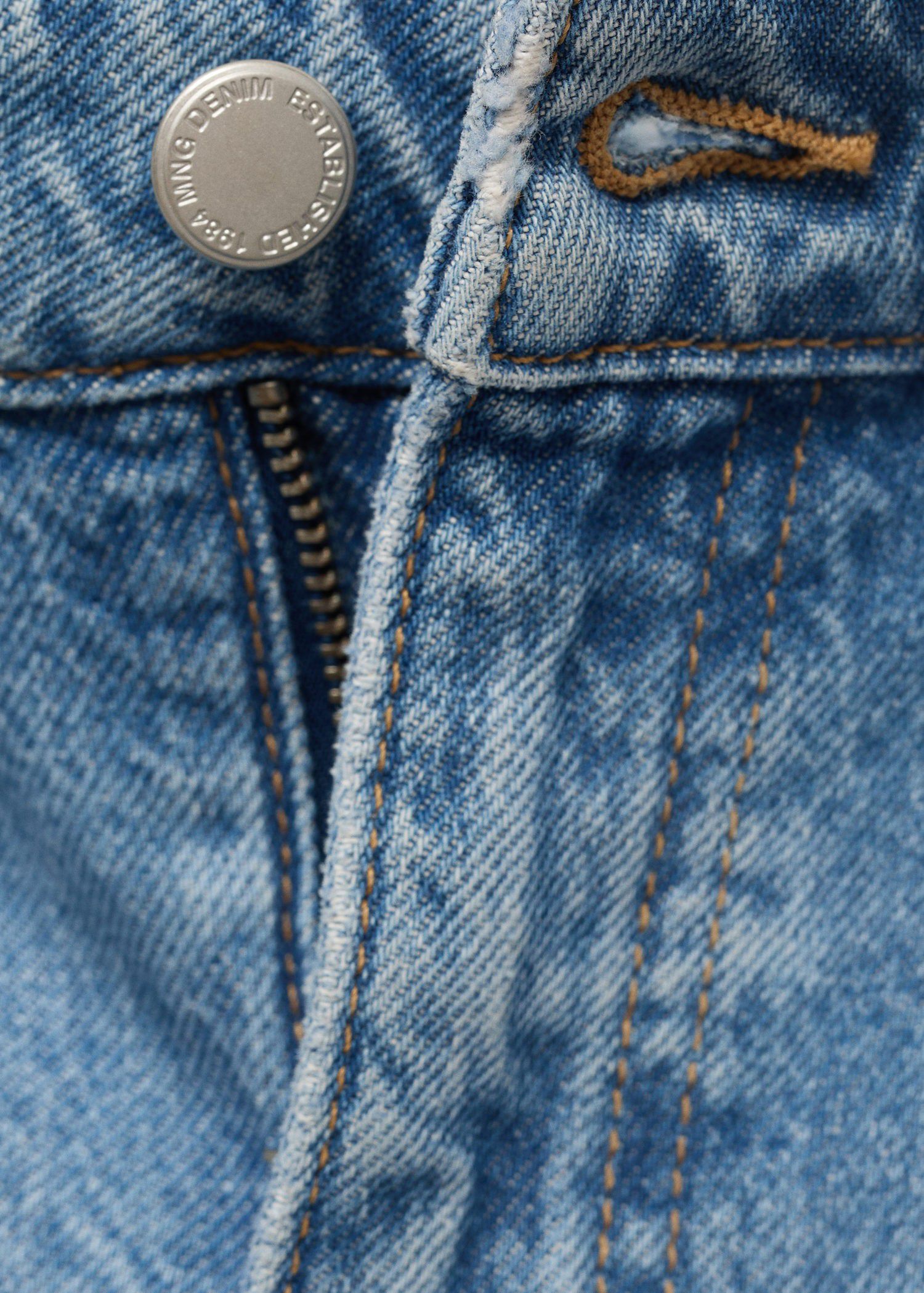 High-waist straight denim shorts