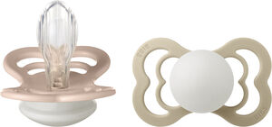 BIBS Supreme 2 PACK Silicone Size 2 Blush NIGHT/Vanilla NIGH