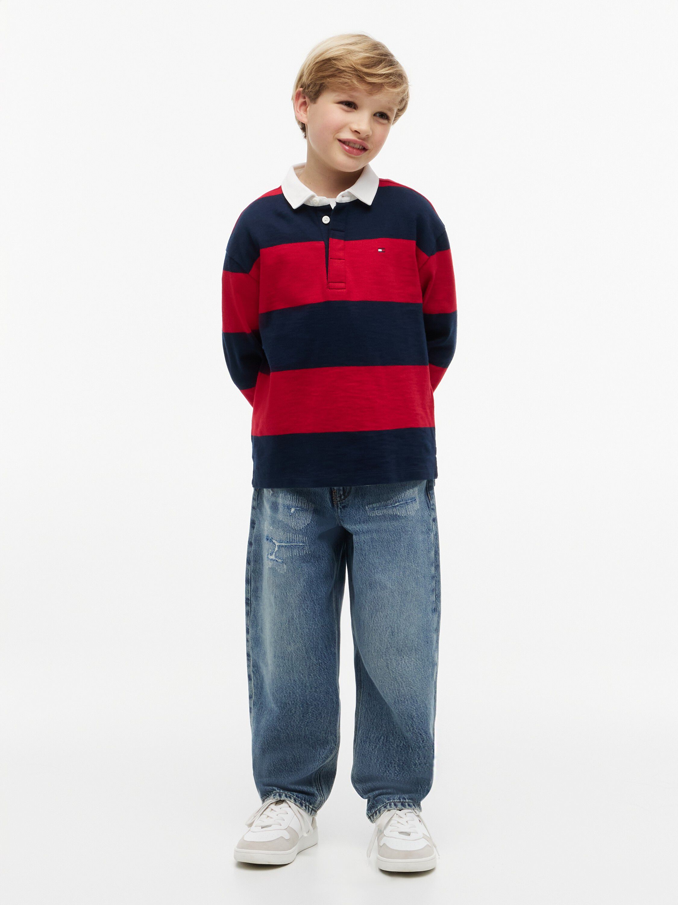 SLUB RUGBY STRIPE POLO LS