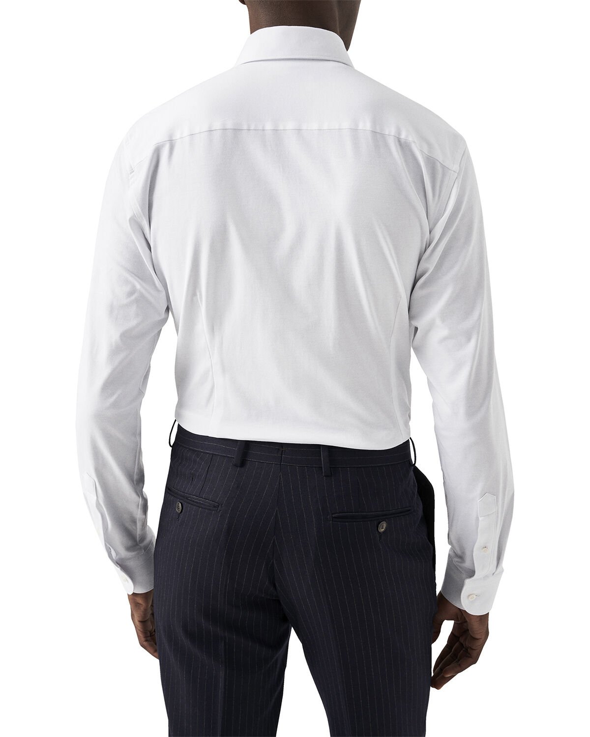 Contemporary Fit Navy Blue Solid Four-Flex Stretch Shirt