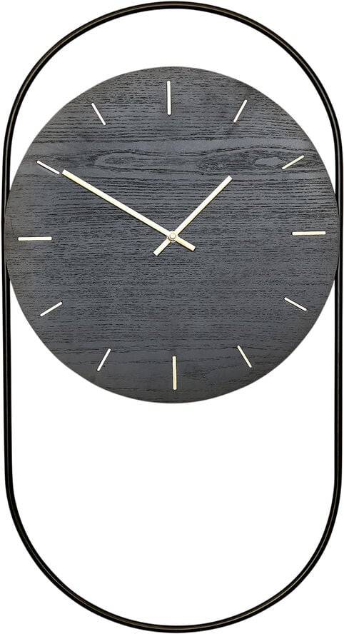 A-Wall Clock - Black with black metal ring