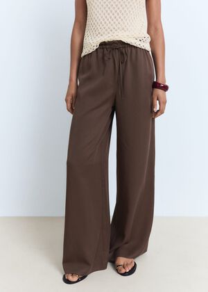 Lyocell wide leg trousers with draw