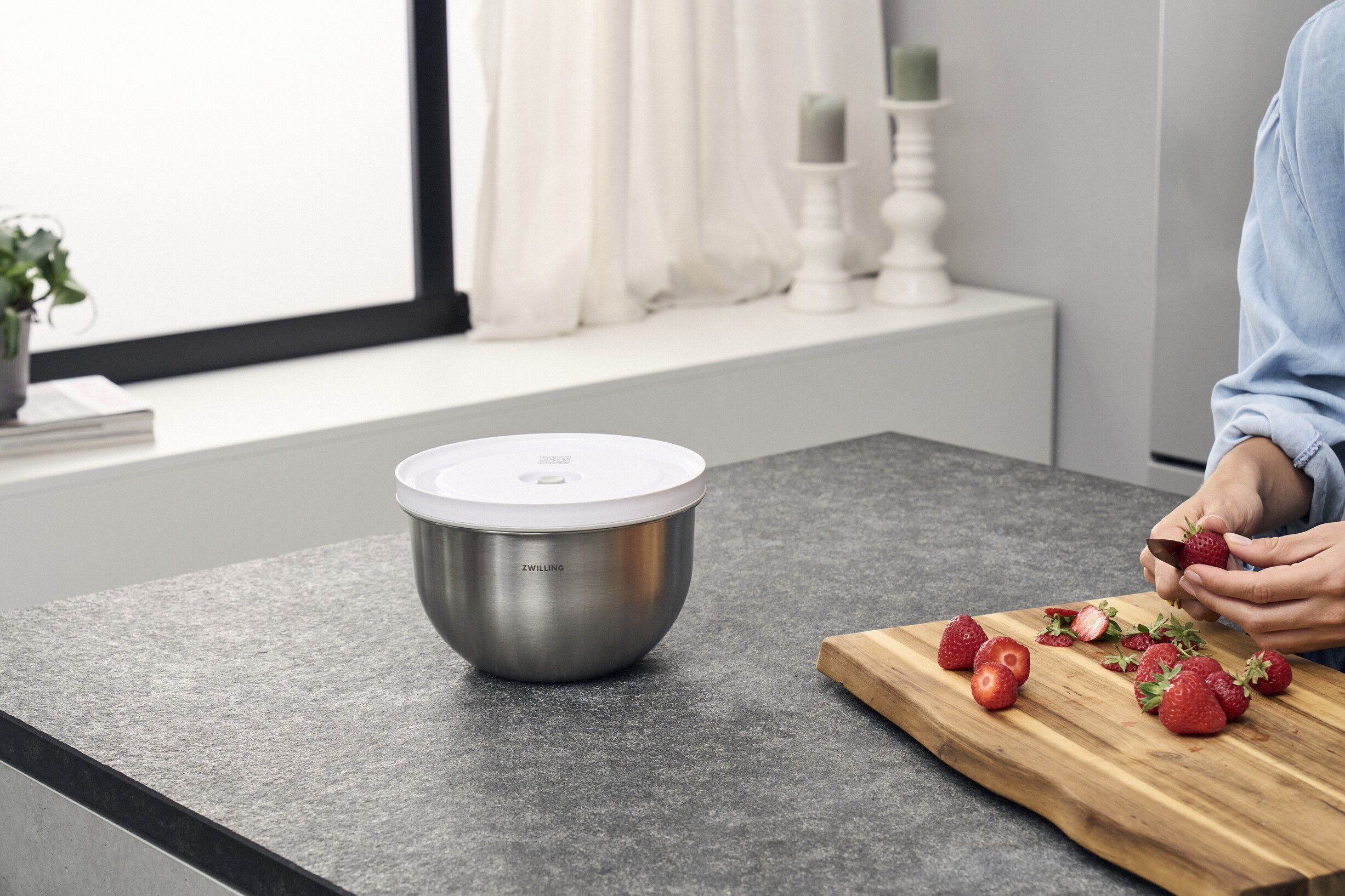 Fresh & Save BOWLS Vakuumsk&aring;l M / 19 cm, Rustfrit st&aring;l, S&oslash;lv