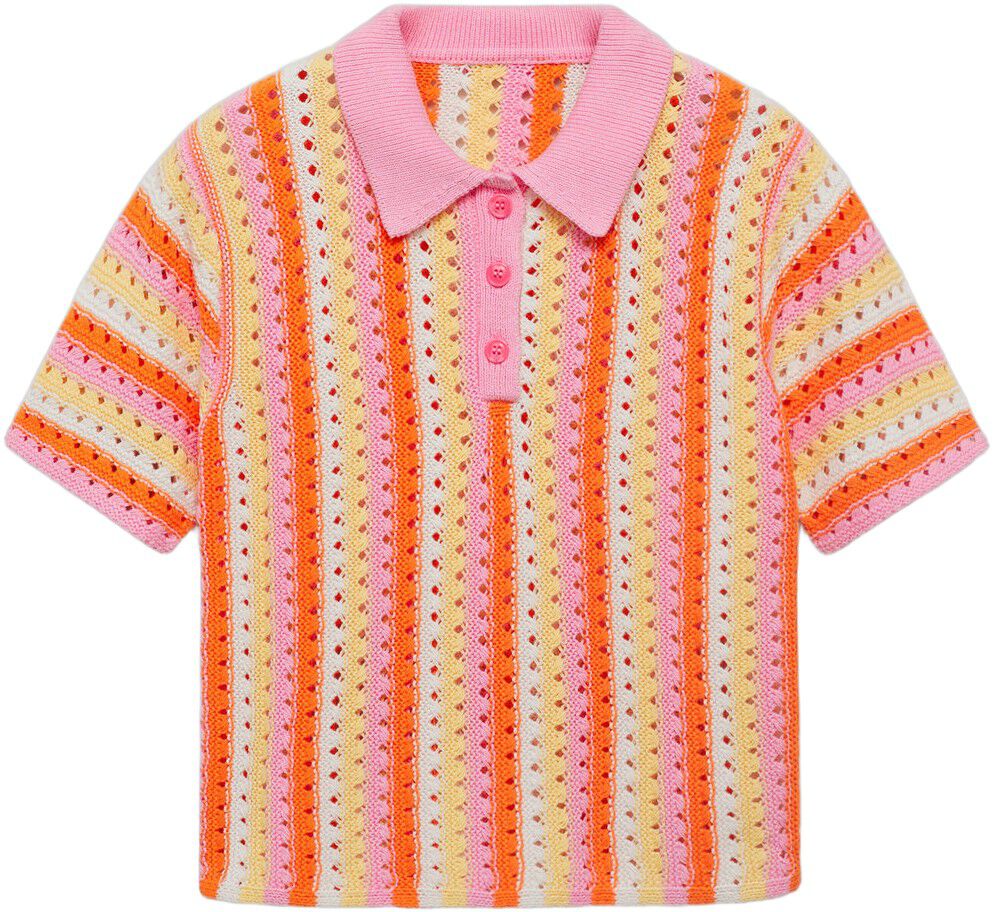 Two-tone striped crochet sweater