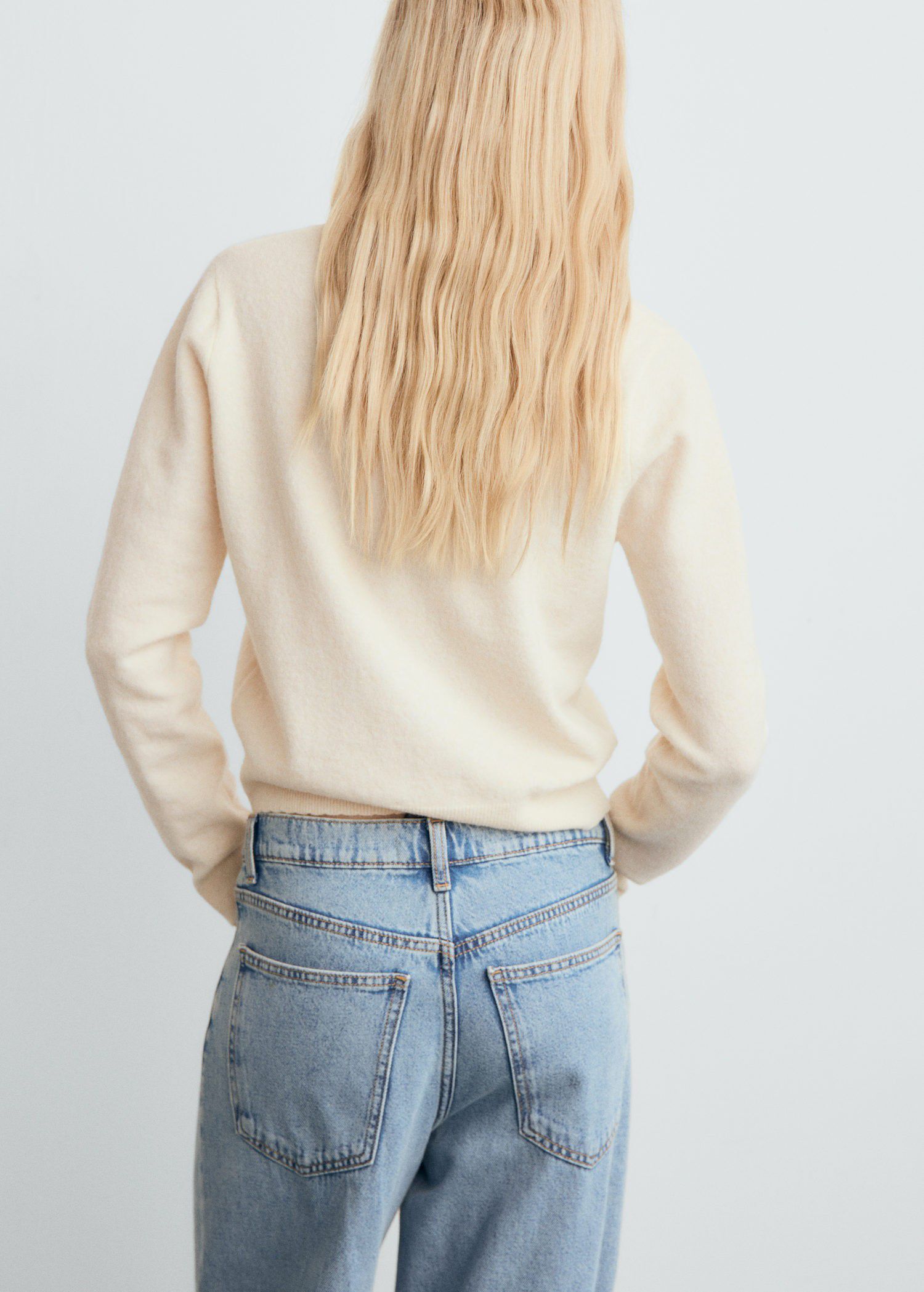 V-neck wool blend cardigan