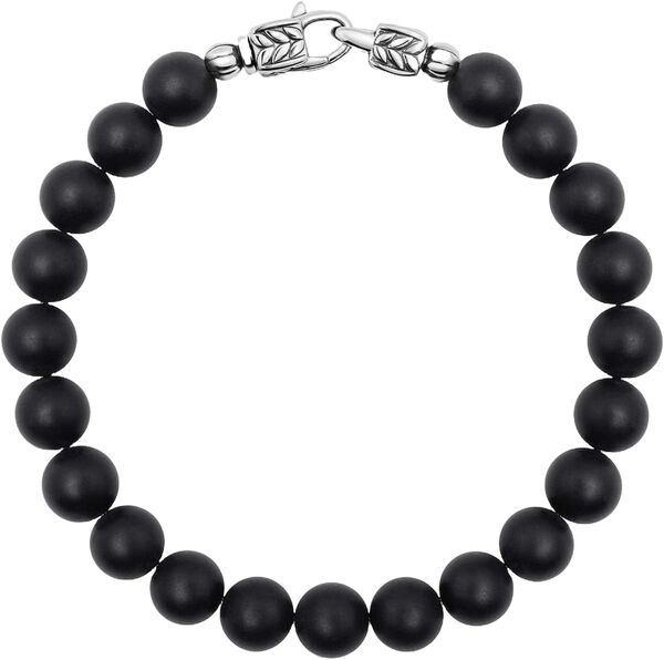 Black Onyx Healing Bracelet With Silver Lock