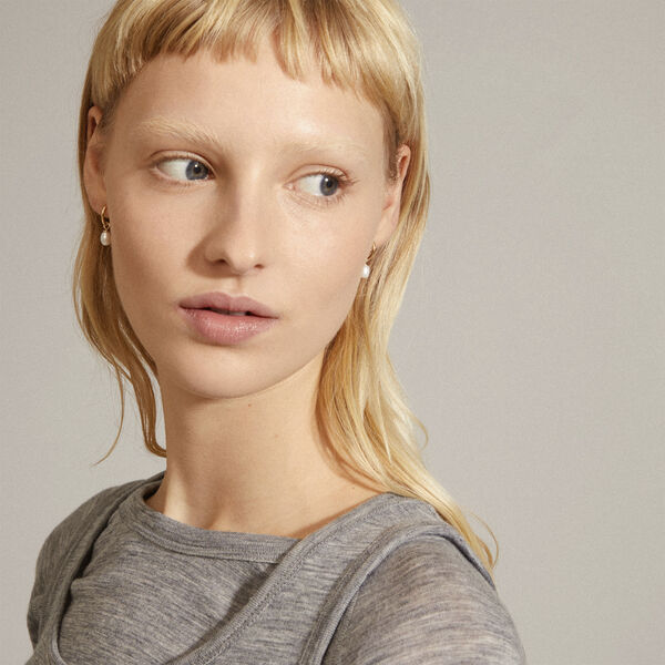 BERTHE recycled pearl hoop earrings gold-plated