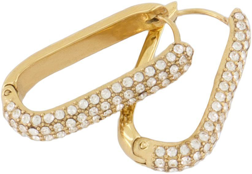 Rectangular earrings with stones