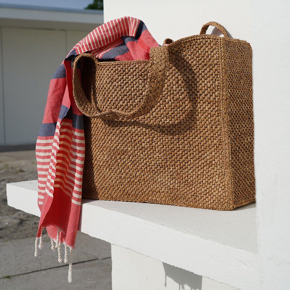 RIVABELLA - LARGE - WOVEN HANDBAG WITH LEATHER HANDLE