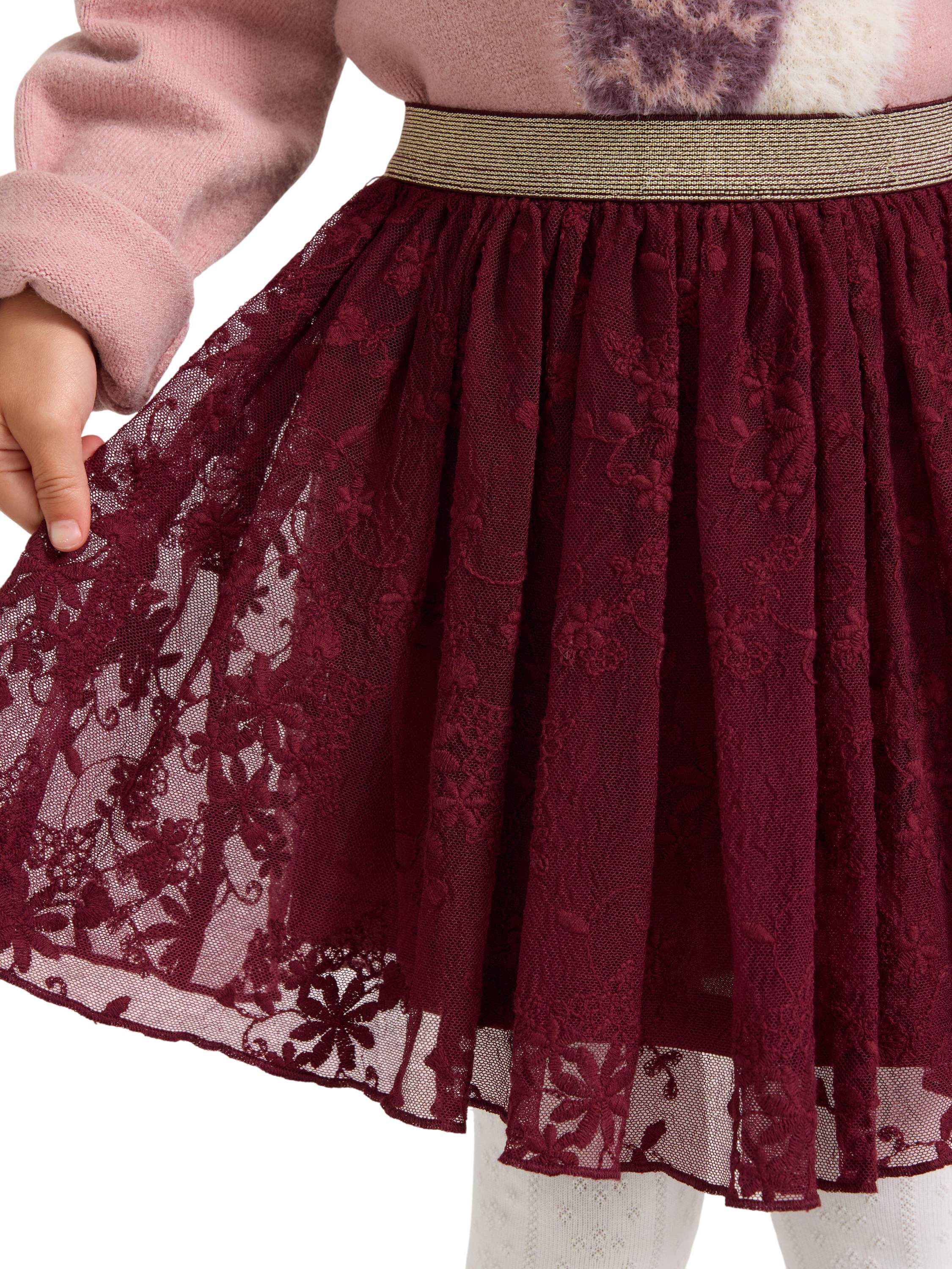 Jersey skirt with sheer lace and a