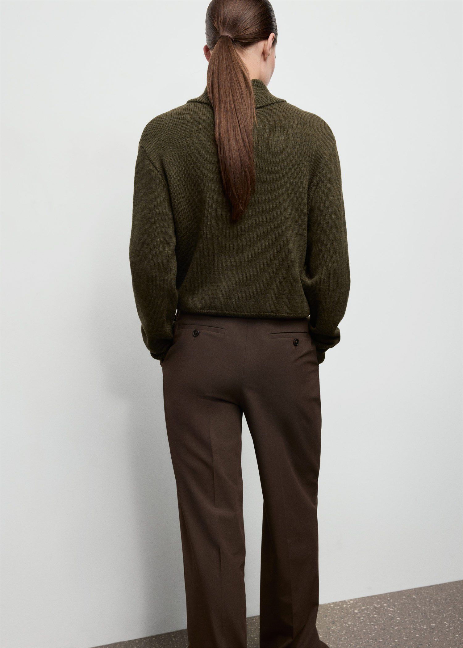 Perkins-neck sweater with button