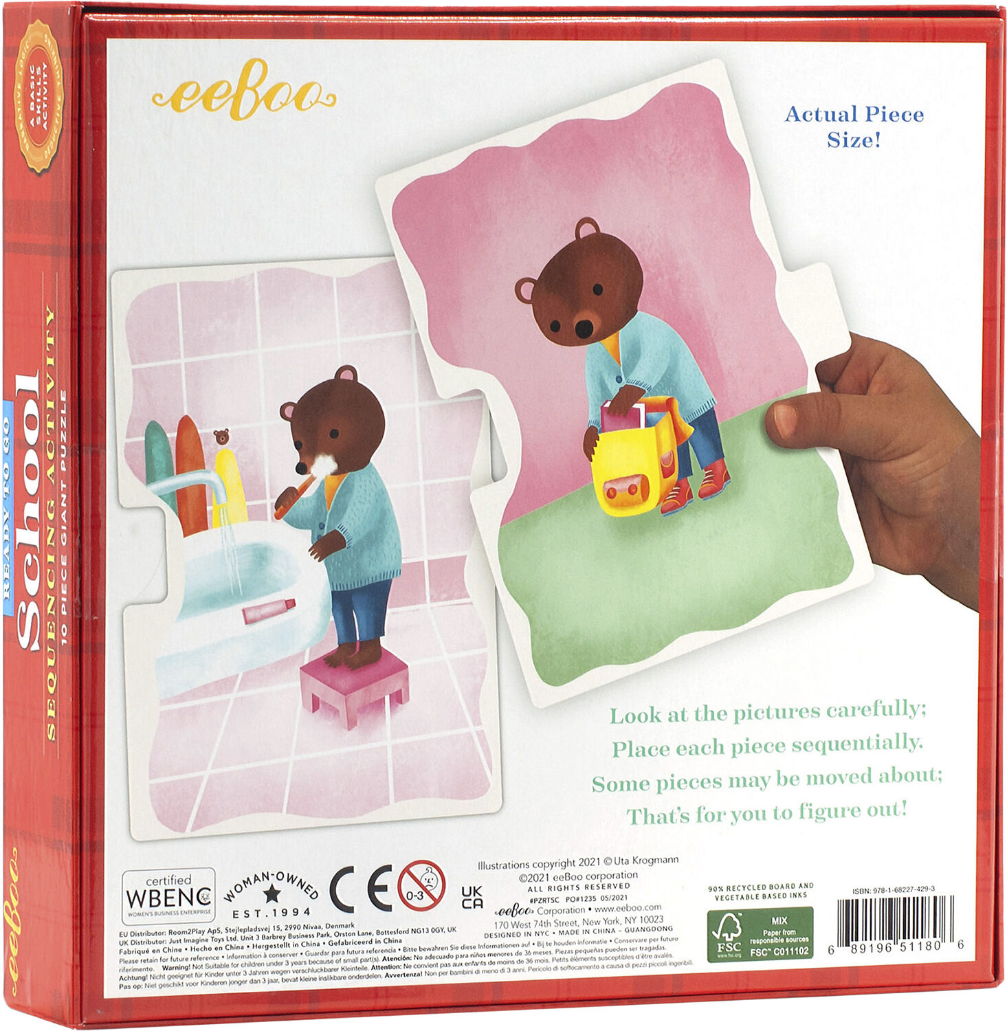 eeBoo - Jumbo puslespil 10 brk - Skole