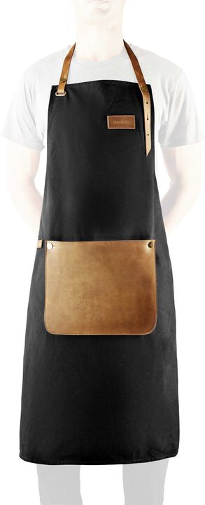 Forklæde i kanvas og læder