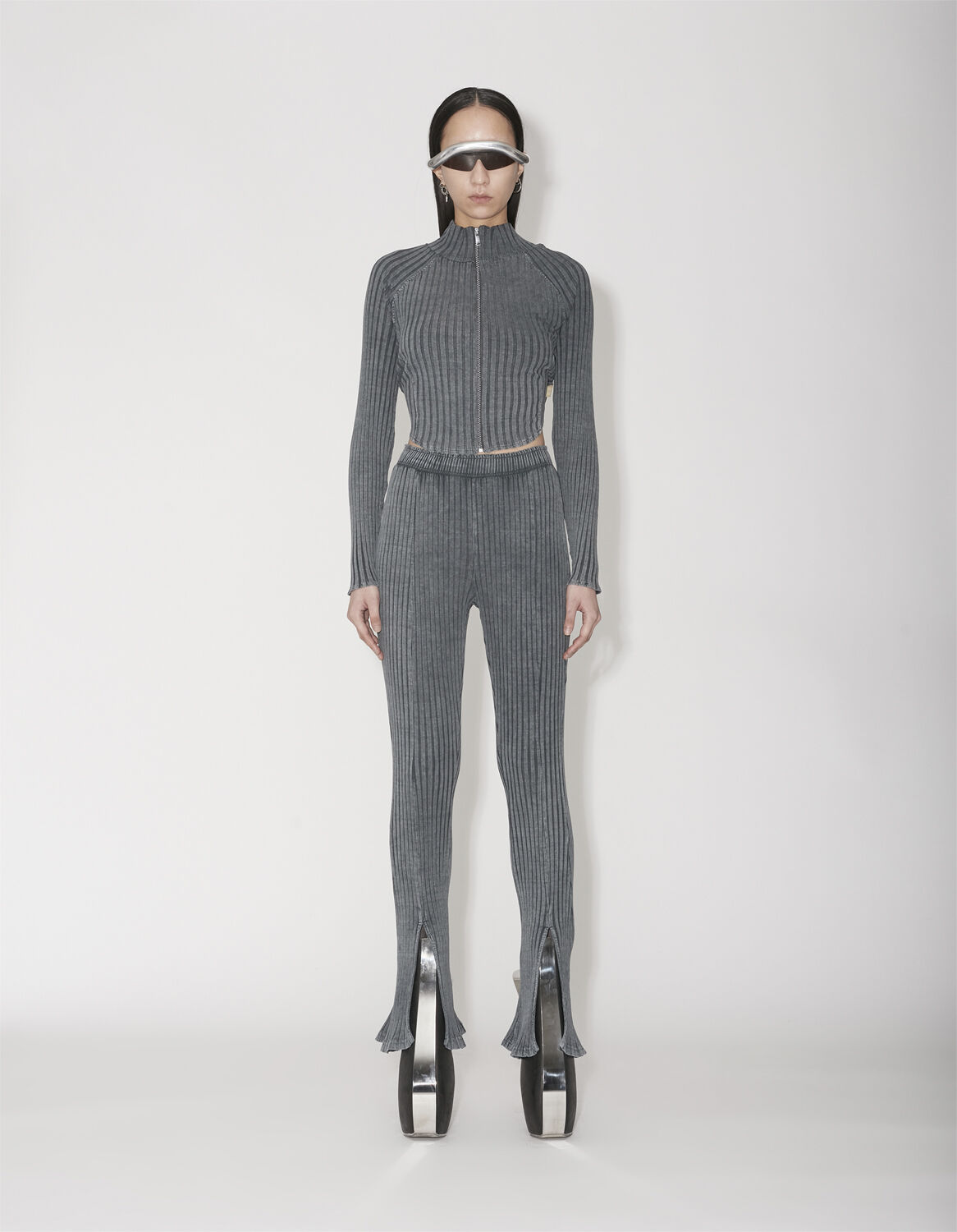 Jersey Rib Slit Trousers