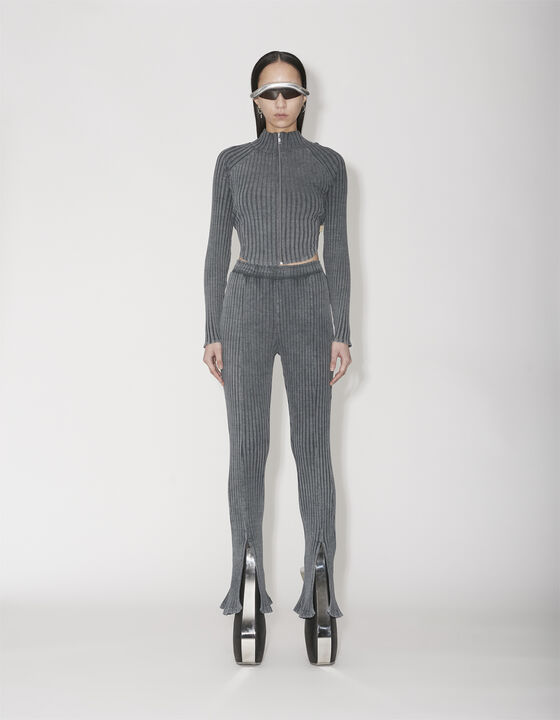 Jersey Rib Slit Trousers