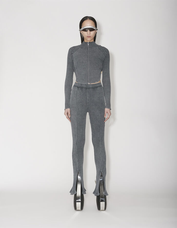 Jersey Rib Slit Trousers