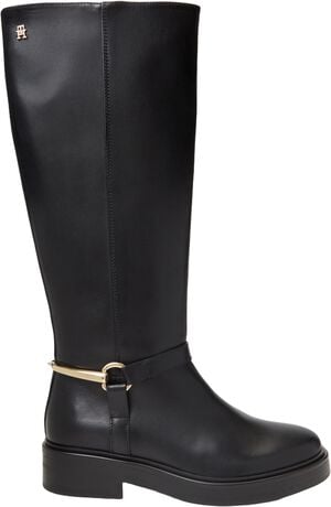 Gold-Tone Hardware Leather Riding Boots