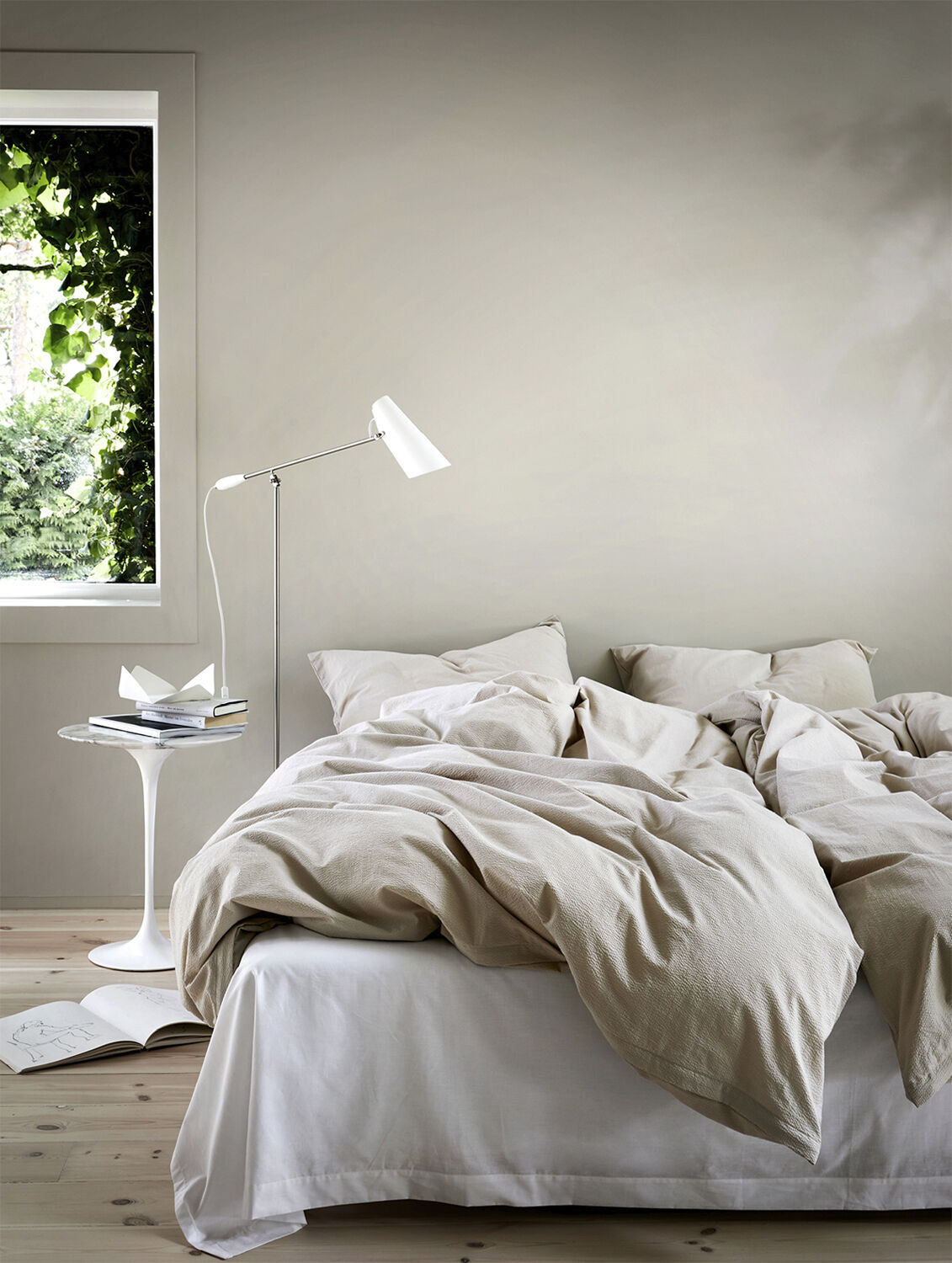 Lyra 2-delt &oslash;kologisk v&aelig;vet Krepp senges&aelig;t beige