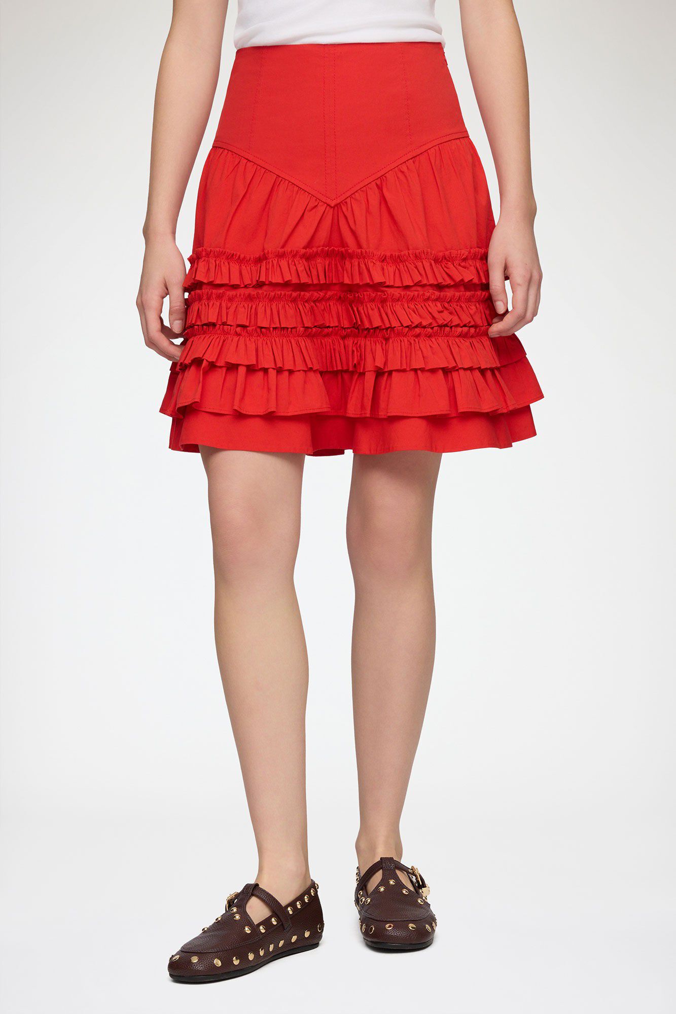 Stretch Cotton Mini Tiered Frill Sk
