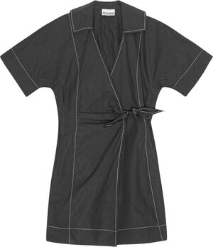 Cotton Poplin Wrap Mini Dress