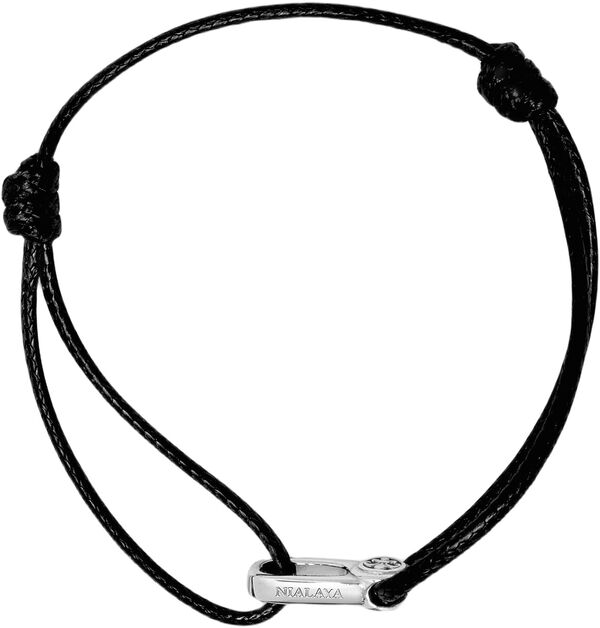 Black String Bracelet with Silver Hook