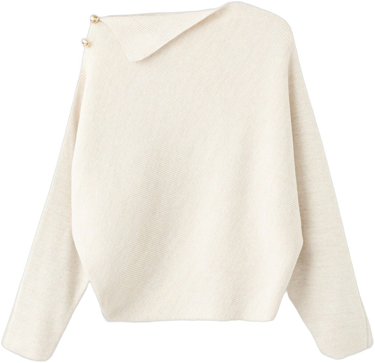 Sweater with asymmetrical neck and