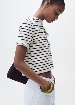 Short sleeve striped cardigan