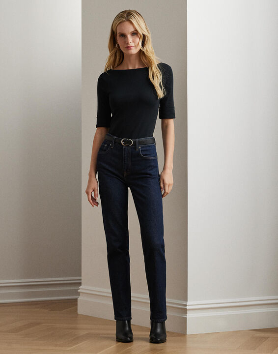Stretch Cotton Boatneck Tee