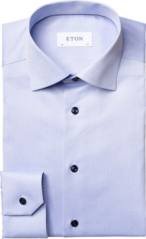 Blue twill shirt with navy details - Contemporary Fit