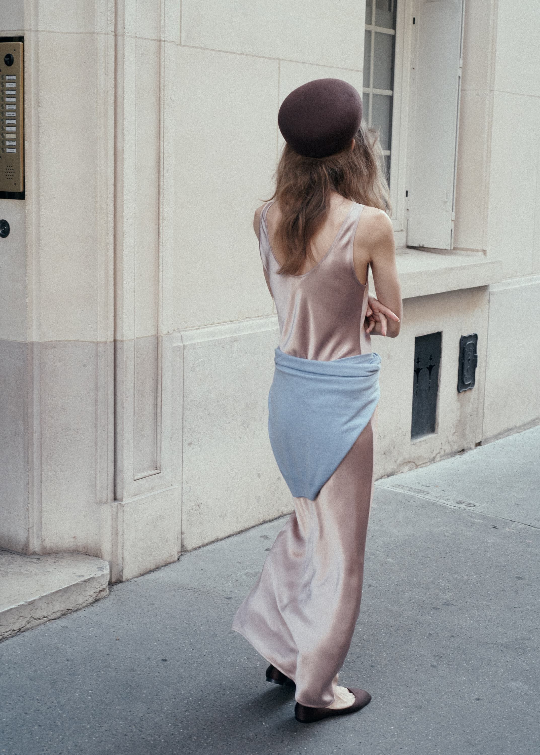 Strapless satin dress