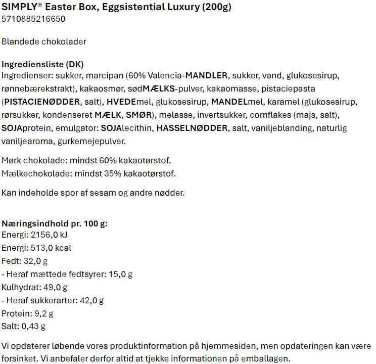 Simply&reg; EGGSISTENTIAL LUXURY p&aring;skechokolade&aelig;ske (200g)